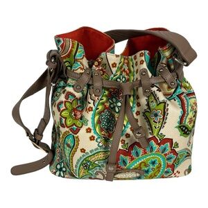 Spartina 449 Paisley Floral Large Shoulder Bag Turquoise & Orange